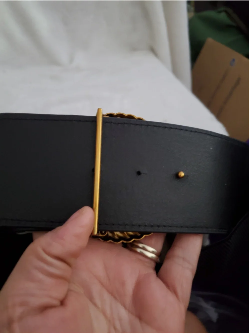 Stretch Dress Belt Black and Gold 36x3 inches